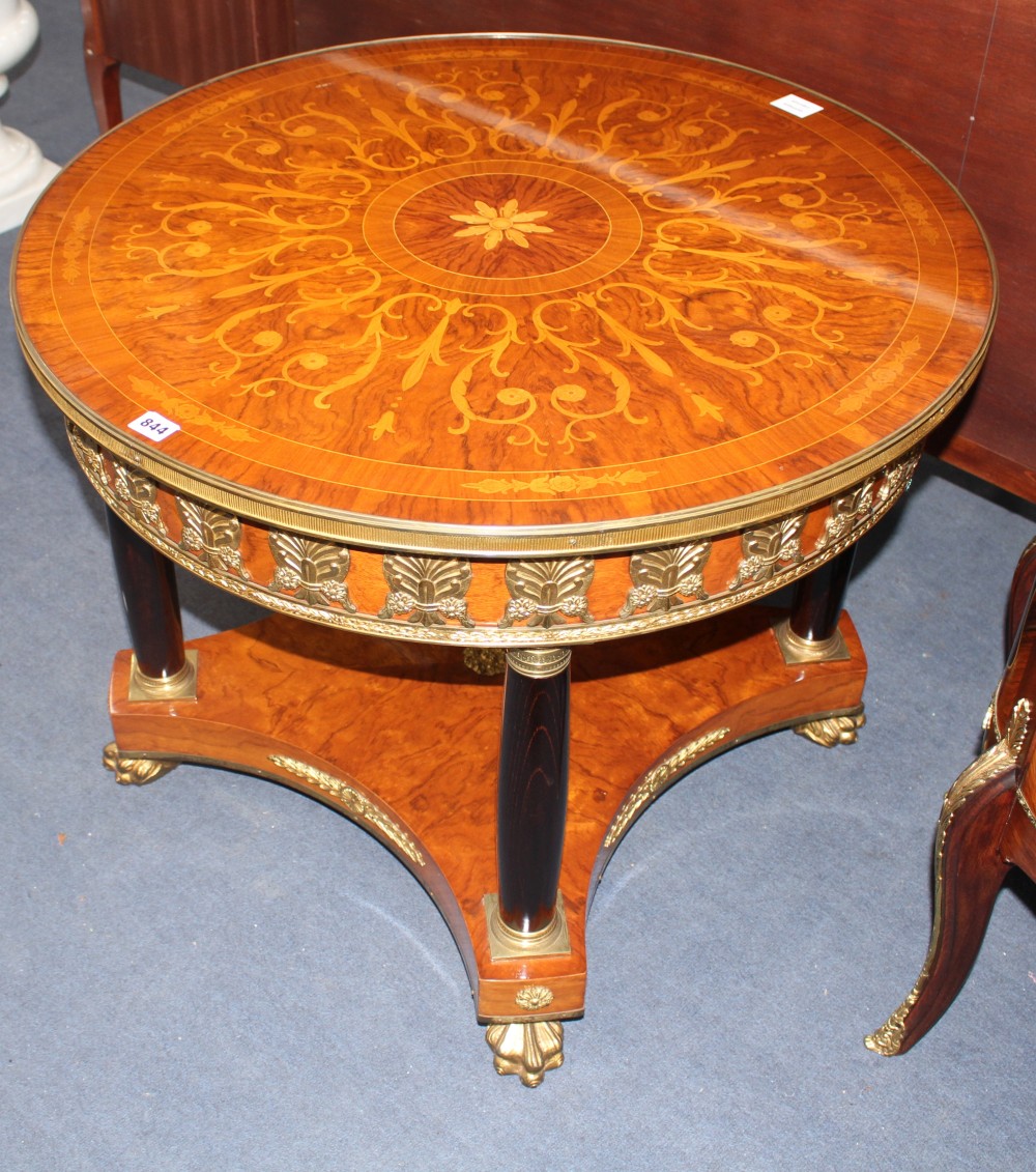 A Meuble Francais marquetry inlaid circular occasional table, Diam.81cm H.65cm